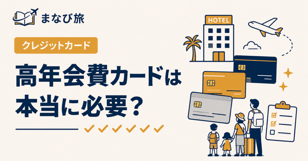 高年会費クレジットカードは必要かを子連れ旅行目線で解説する記事のアイキャッチ画像