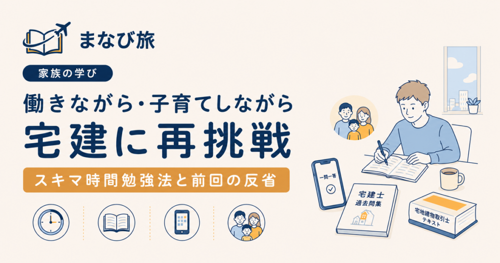 働きながら子育てしながら宅建に再挑戦する勉強法を紹介する記事のアイキャッチ画像